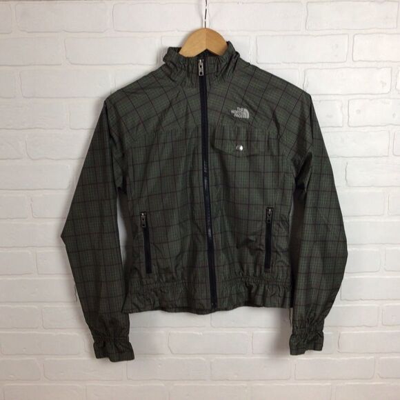 𝅺the North face rain jacket windbreaker fall splash coat summer XS brown green - Picture 11 of 11